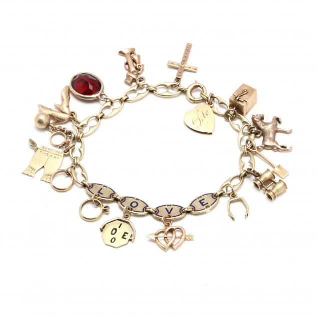 vintage-gold-and-enamel-charm-bracelet