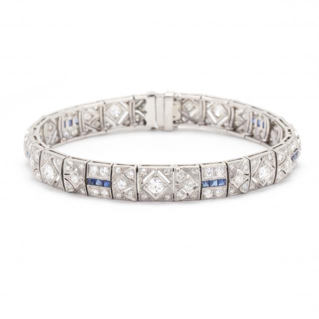 art-deco-platinum-diamond-and-synthetic-sapphire-bracelet