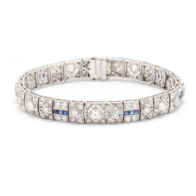 art-deco-platinum-diamond-and-synthetic-sapphire-bracelet