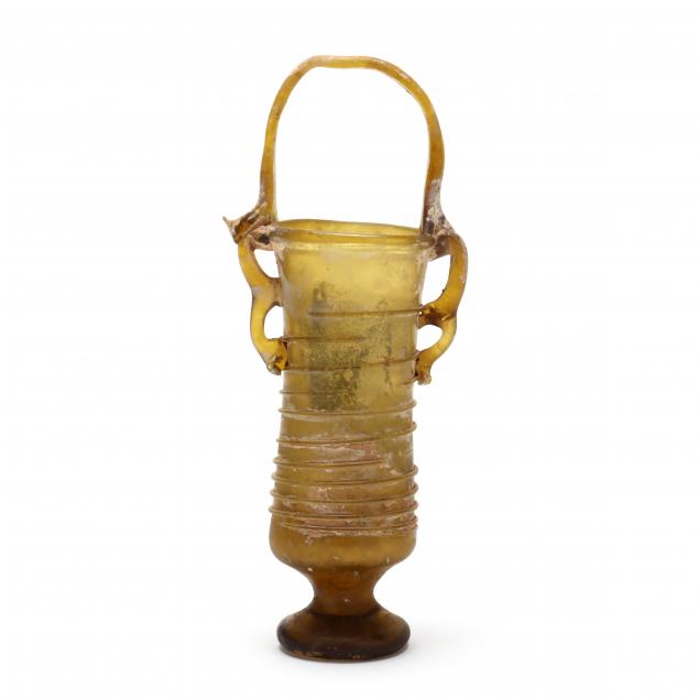 attractive-roman-style-one-handled-yellow-glass-vase