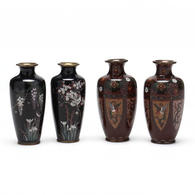 two-pairs-of-japanese-cloisonne-enamel-vases