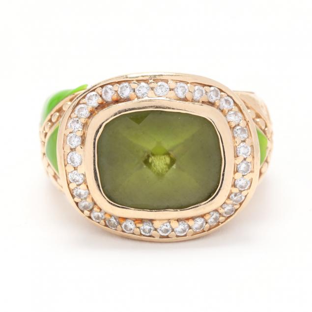 gold-peridot-diamond-and-enamel-ring