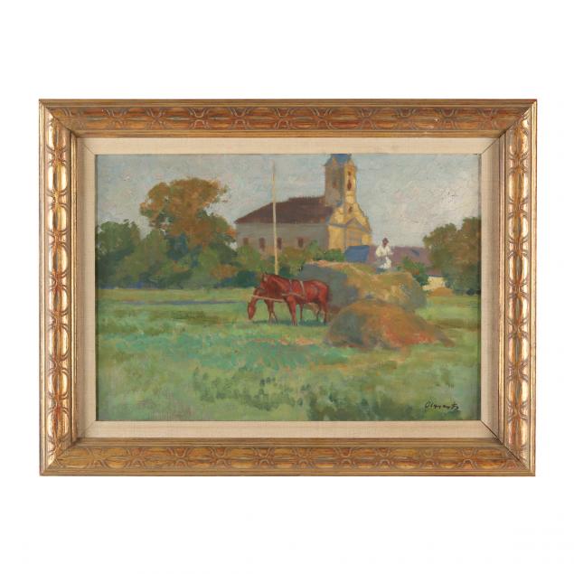 continental-school-circa-1900-impressionist-farm-scene-with-hay-cart