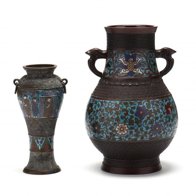 two-japanese-bronze-and-champleve-vases