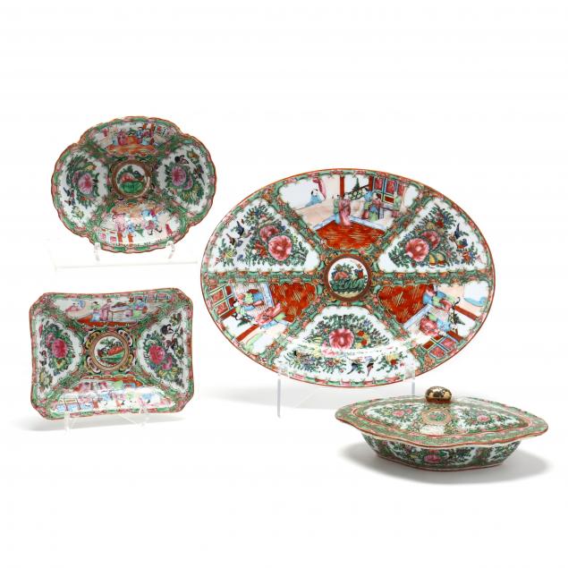 a-group-of-chinese-export-porcelain-rose-medallion-serving-items