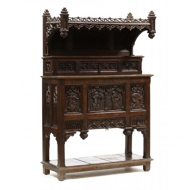 gothic-revival-carved-walnut-court-cupboard