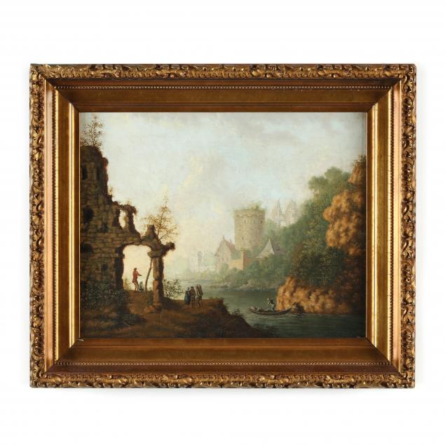 dutch-school-19th-century-river-landscape-with-castle-and-ruins