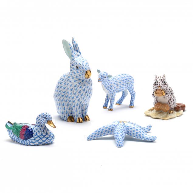 collection-of-five-herend-porcelain-animals