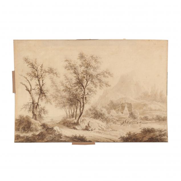 jan-wijnants-dutch-1635-1684-hilly-landscape-with-road-figures-and-a-cottage