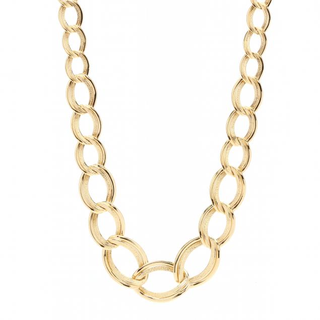 gold-graduated-oval-link-necklace-milor