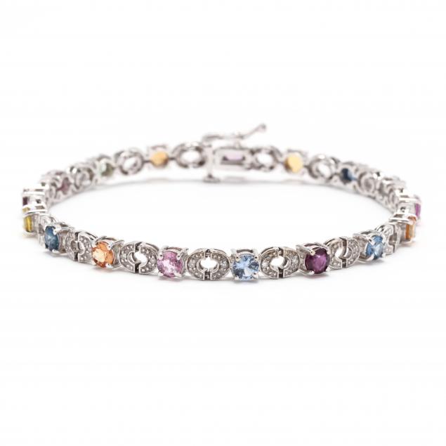 white-gold-and-multi-gemstone-bracelet