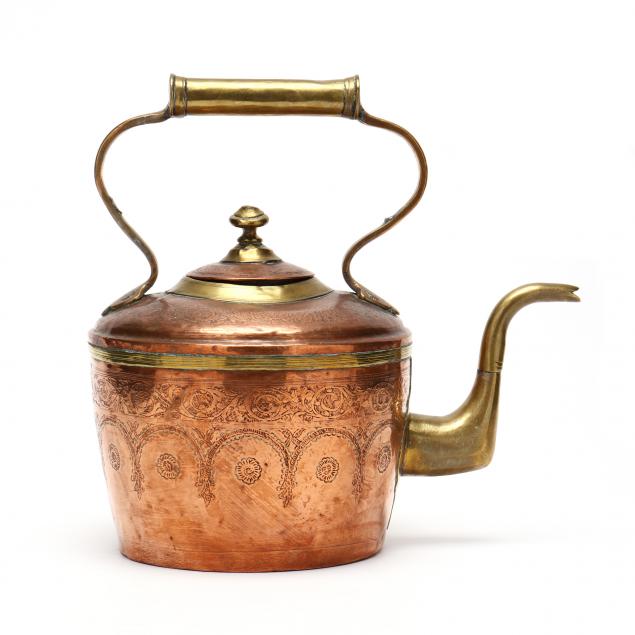 large-antique-copper-and-brass-kettle