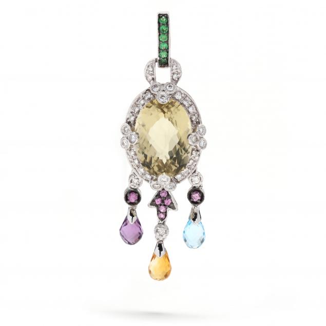 white-gold-and-gem-set-pendant