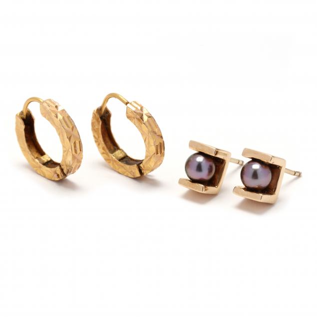 two-pairs-of-gold-earrings