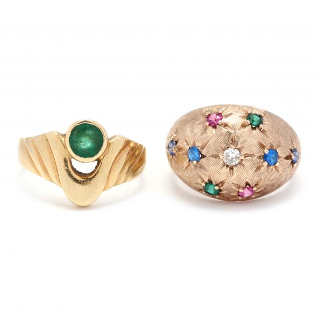 two-gold-and-gem-set-rings