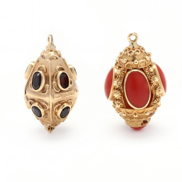 two-vintage-etruscan-style-gold-and-gem-set-charms
