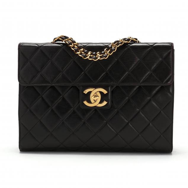 chanel-vintage-quilted-black-jumbo-briefcase