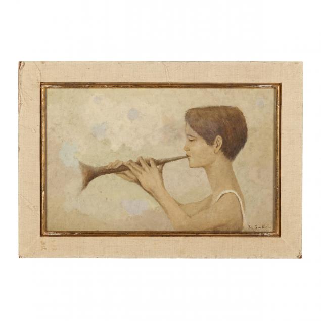 ryonosuke-fukui-japanese-1923-1986-boy-with-horn