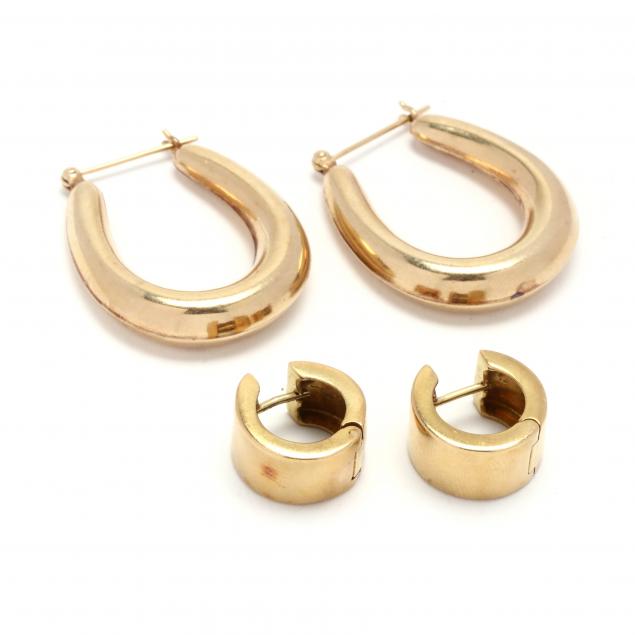 two-pairs-of-gold-earrings