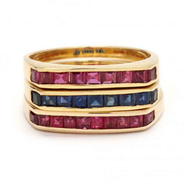 set-of-three-gold-and-gem-set-stacking-rings