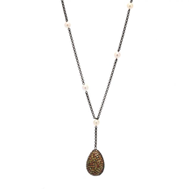 silver-and-gem-set-egg-motif-necklace
