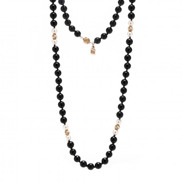 Black Onyx, Pearl, and Gold Bead Necklace (Lot 3211 - Luxury ...