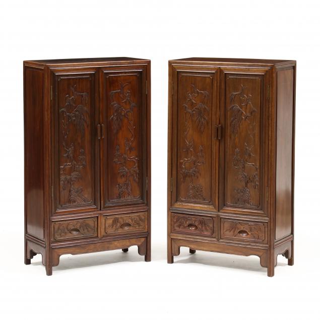a-pair-of-chinese-hardwood-cabinets-with-birds-and-flowers