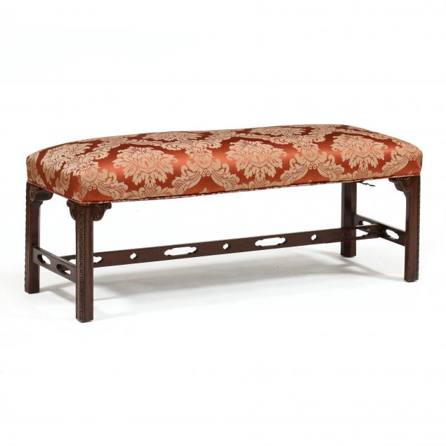 chippendale-style-upholstered-mahogany-bench