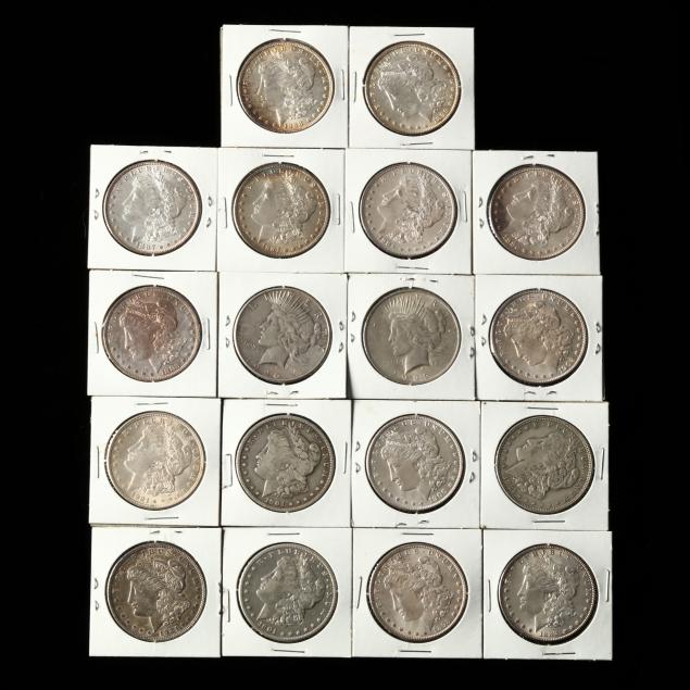 eighteen-18-classic-silver-dollars-many-toned-and-high-grade