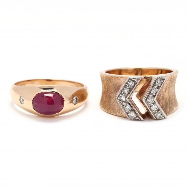 two-gold-and-gem-set-rings