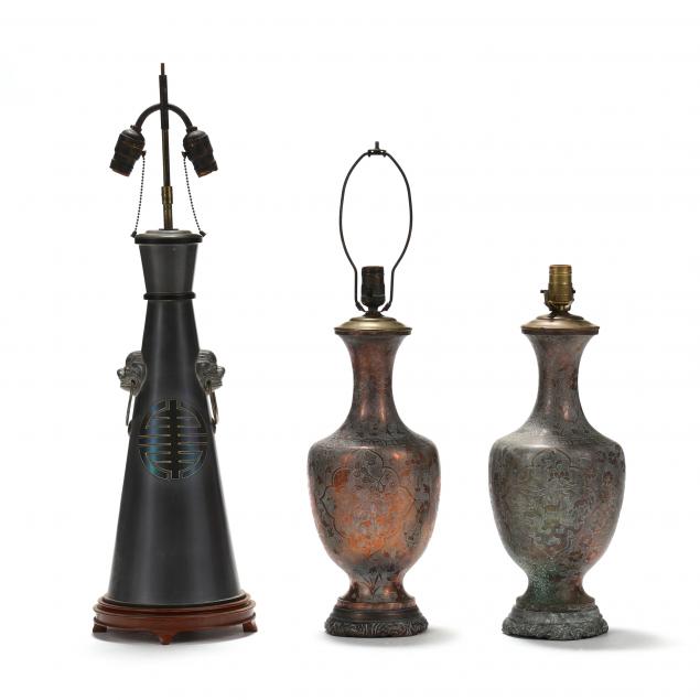 three-chinese-mixed-metal-table-lamps