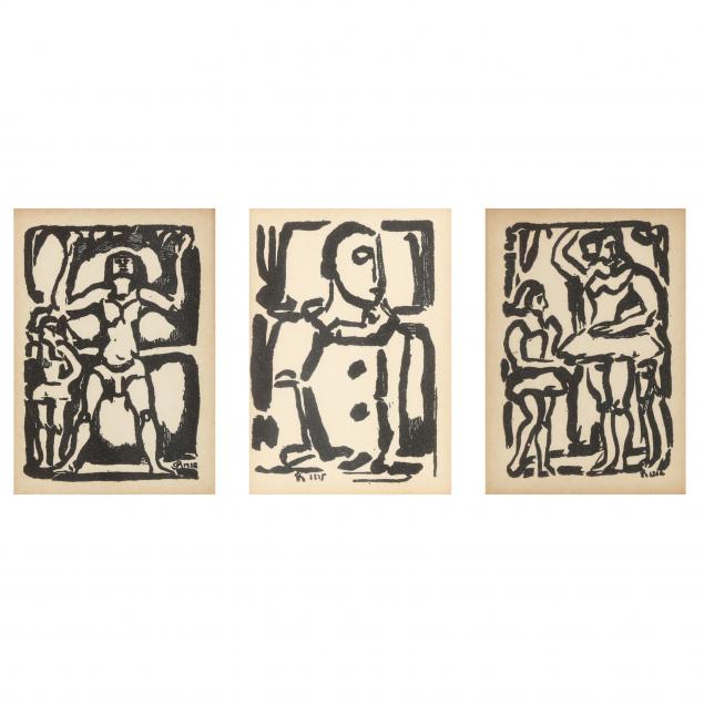 georges-rouault-french-1871-1958-i-cirque-de-l-etoile-filante-shooting-star-circus-i-three-small-woodcuts