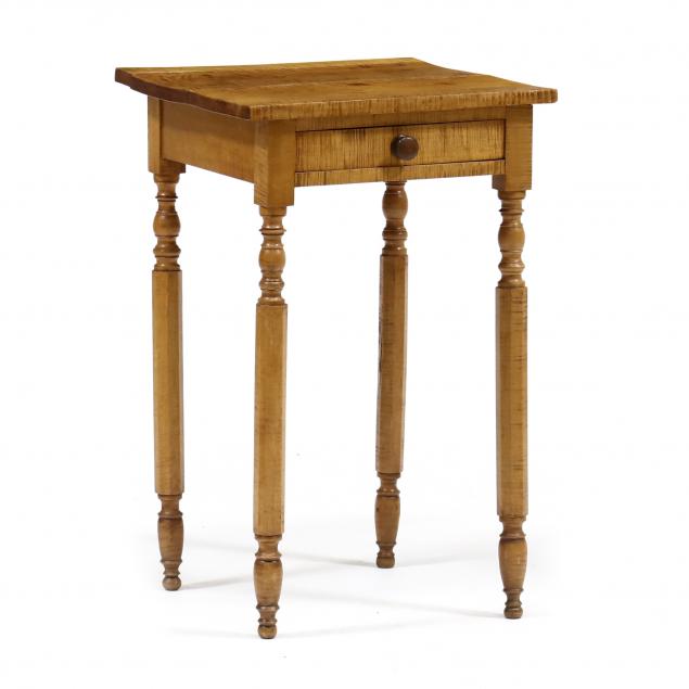 new-england-sheraton-tiger-maple-one-drawer-stand