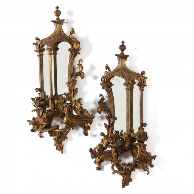 pair-of-rococo-style-giltwood-mirrored-sconces