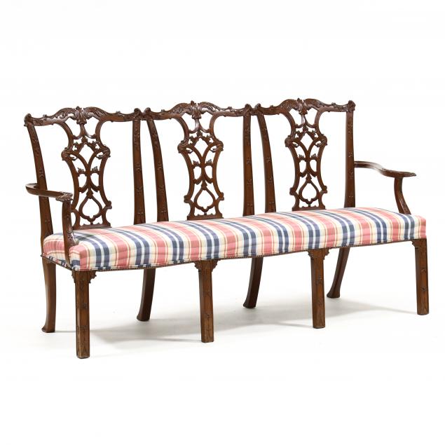 chippendale-style-carved-mahogany-triple-back-settee