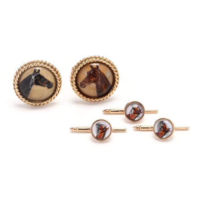 equestrian-themed-reverse-painted-rock-crystal-cufflinks-and-shirt-studs