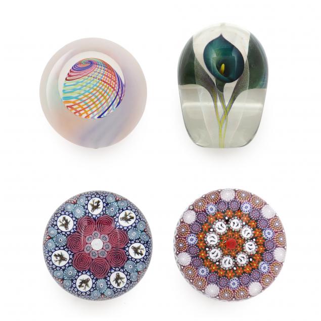 four-signed-art-glass-paperweights