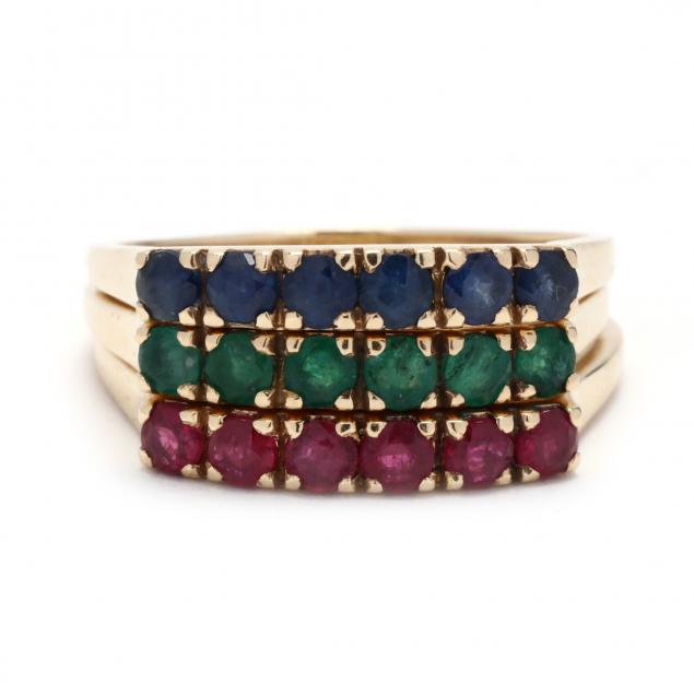 set-of-three-gold-and-gem-set-stacking-rings