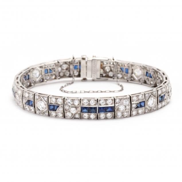 art-deco-platinum-diamond-and-sapphire-bracelet