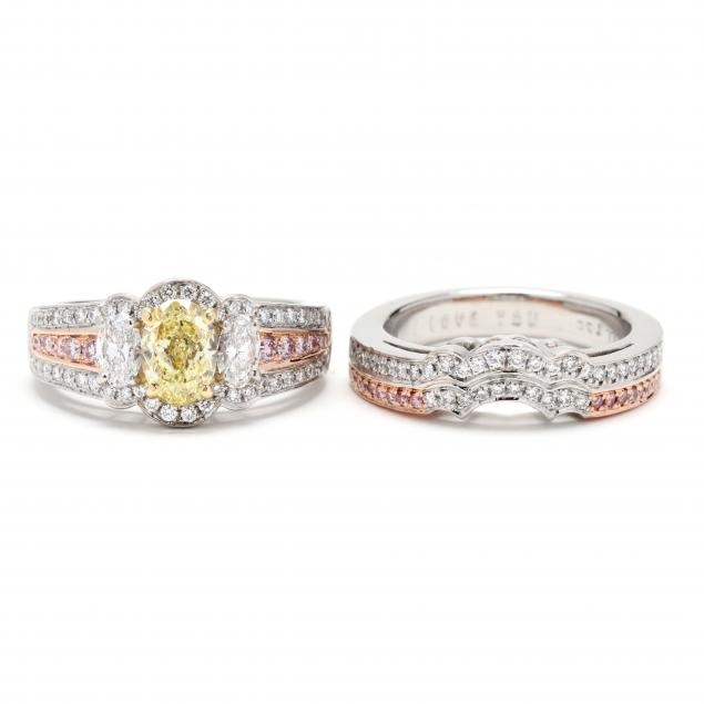 platinum-and-gold-fancy-intense-yellow-diamond-and-diamond-ring-and-band-charles-krypell