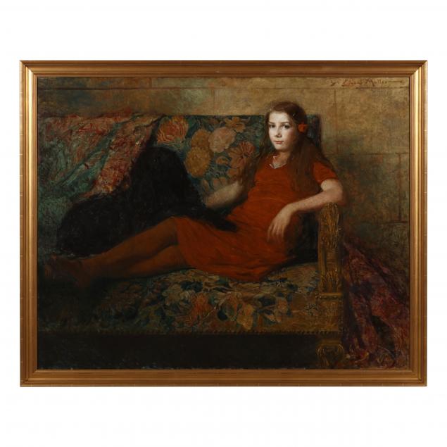 yves-edgard-muller-d-escars-french-1876-1958-portrait-of-a-girl-and-her-dog