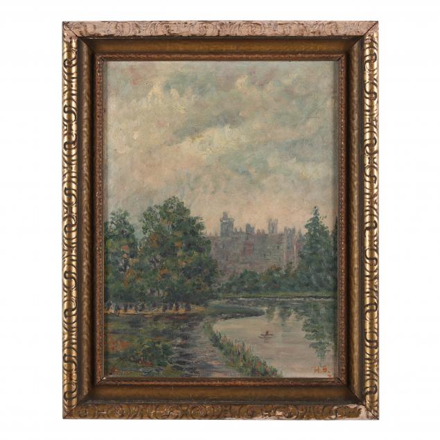 american-school-early-20th-century-a-park-scene-with-pond-and-skyline