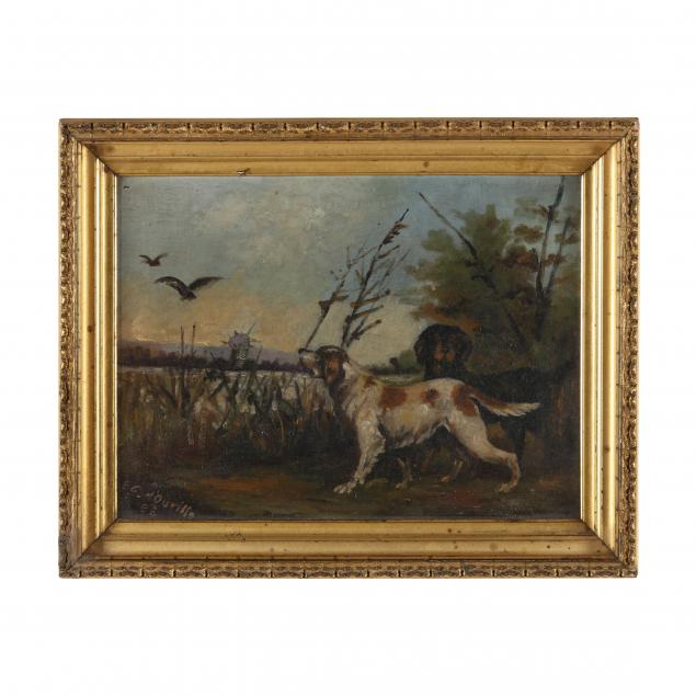 a-folky-american-school-painting-of-two-bird-dogs