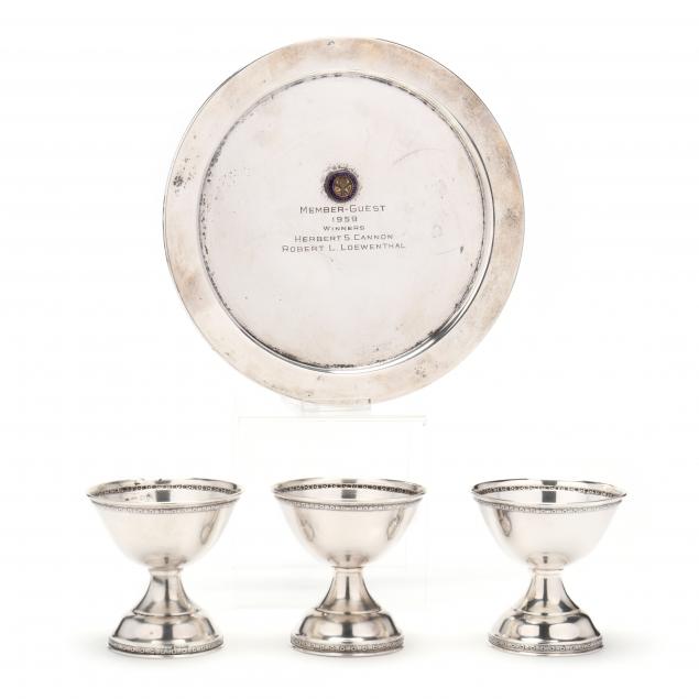 a-sterling-silver-trophy-plate-and-three-sherbets