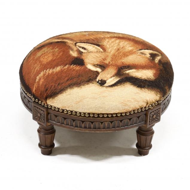 french-style-needlepoint-footstool-of-a-resting-fox