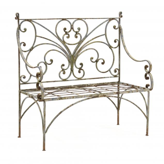 scrolled-iron-garden-bench