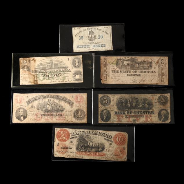 six-southern-banknotes-antebellum-and-confederate