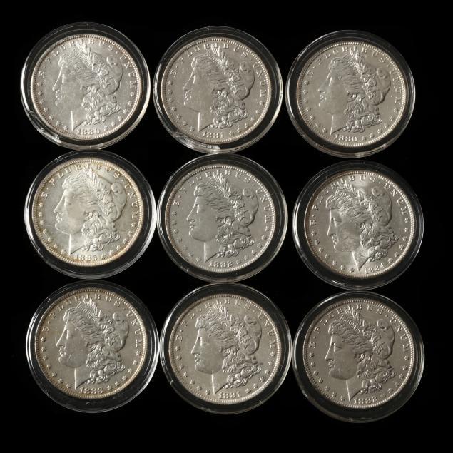 nine-9-uncirculated-morgan-silver-dollars-from-new-orleans