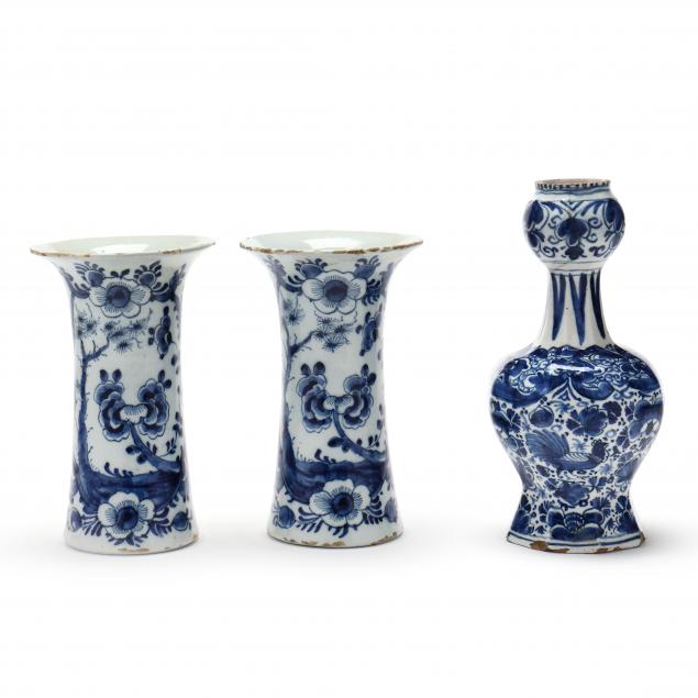 three-dutch-delft-blue-and-white-vases