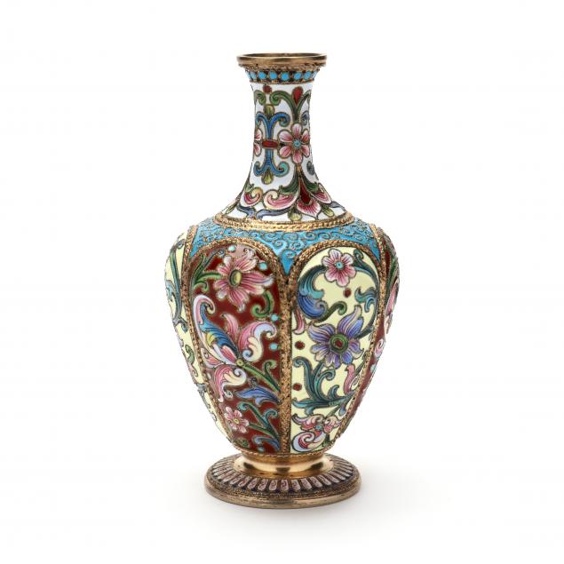 a-russian-silver-gilt-cloisonne-enamel-miniature-vase